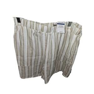 NEW PINE APPAREL women's cotton gauze shorts in khaki stripe